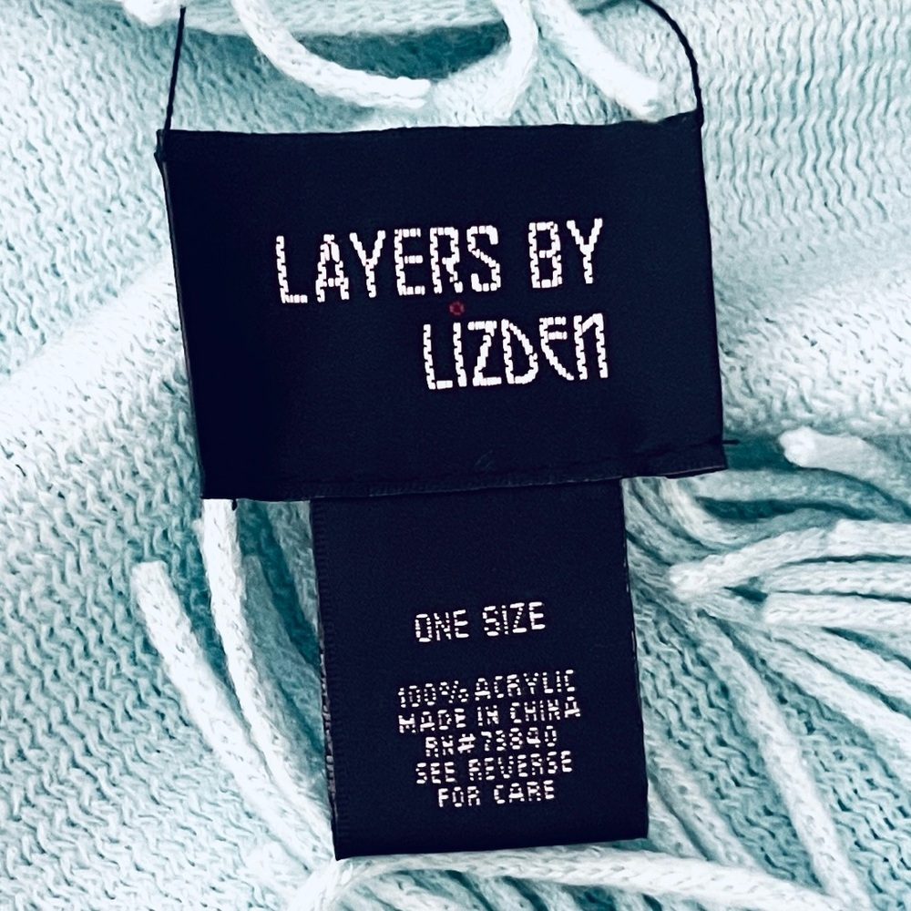 NWOT,Layers by Lizden Marvelush Fringe Light Blue Scarf,Never Worn! - Picture 2 of 5